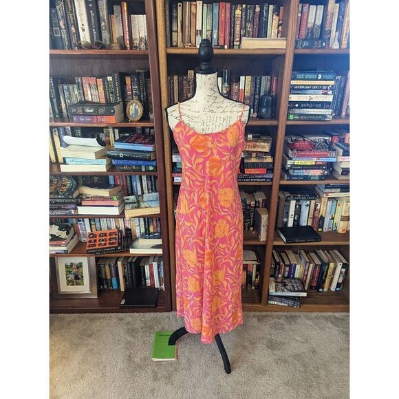Natori fuschia and orange tulip pattern slip dress sz m nwt - Picture 1 of 5